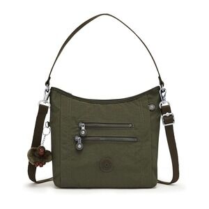 Kipling Shoulder Bag Khaki Green Nylon Zip Monkey Charm‎ Adjustable Belammie